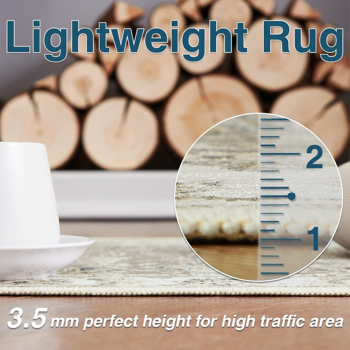 jinchan Hallway Runner Rug 3x7 Machine Washable Runner Rug Taupe Vintage Floral Design Non-Slip Low Pile Ultra-Thin for Kitchen Laundry Room Bedroom Farmhouse (3‘x7',Taupe)