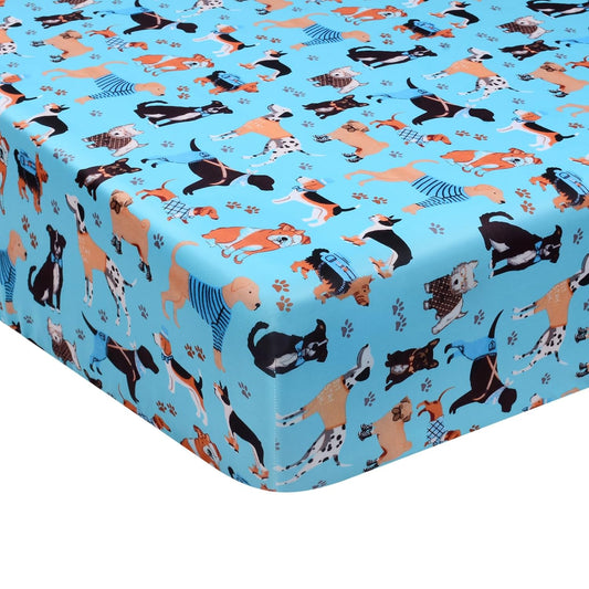 Crib Sheet - Fitted Crib Sheet Baby Sheet for Standard Crib and Toddler mattresses Nursery Bedding Sheet Crib Mattress Sheets for Boys and Girls 1 Pack Dog Toddler Sheet by UOMNY