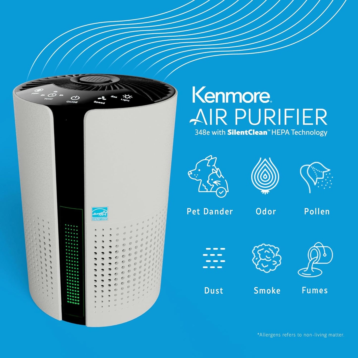 Kenmore PM1010 Air Purifiers for Bedroom Up to 348 Sq.Foot with H13 True HEPA Filter, Child Lock, Sleep Mode for Small Rooms