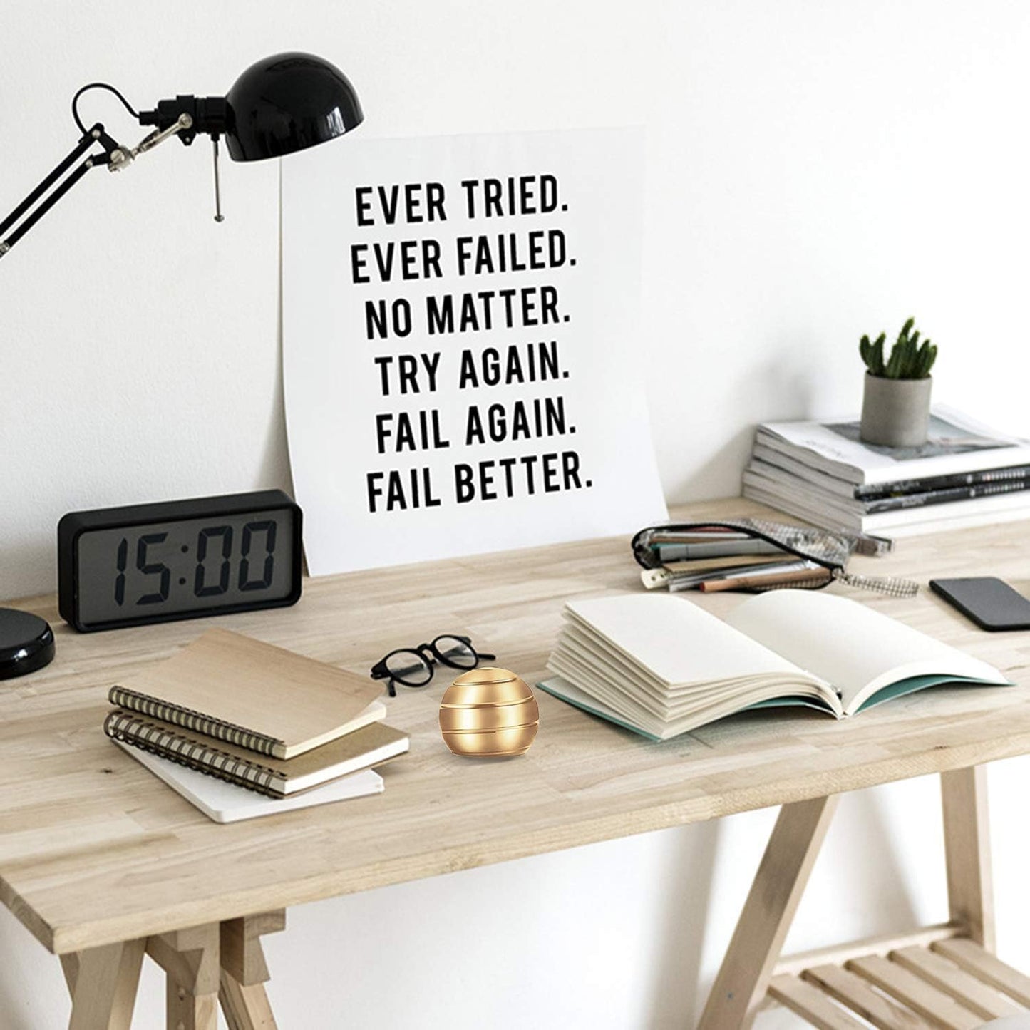 Kinetic Desk Toy,Optical Illusion Metal Fidget Spinning Ball,Office Executive Stress Relief Spinner Toys for Adults & Kids