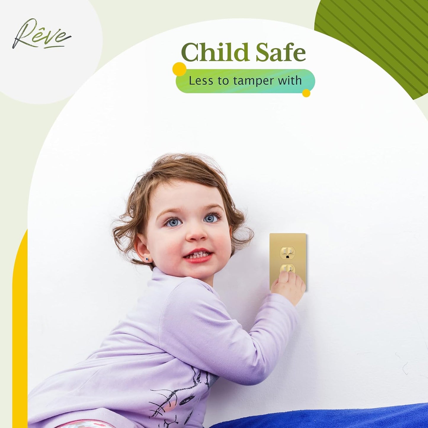 TG Mid-Size Screwless Duplex Wall Plate, Child Safe Receptacle Outlet Cover, Medium Size 1-Gang 4.88" H x 3.11" L, Polycarbonate Thermoplastic, UL Listed, SP-MS1-GD, Gold (1 Pack)