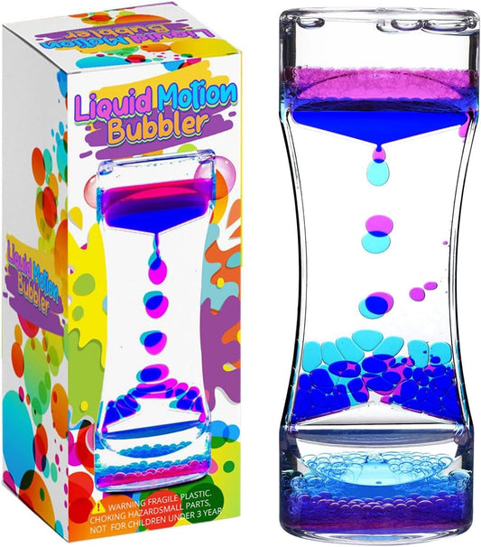 YUE MOTION Liquid Motion Bubbler Visual Sensory Toys, 2 Minute Liquid Timer– New Big Calming Sensory Bubbler Toy- Colorful Liquid Hourhlass for Stocking Stuffers, Easter Basket Stuffers (Single Pack)