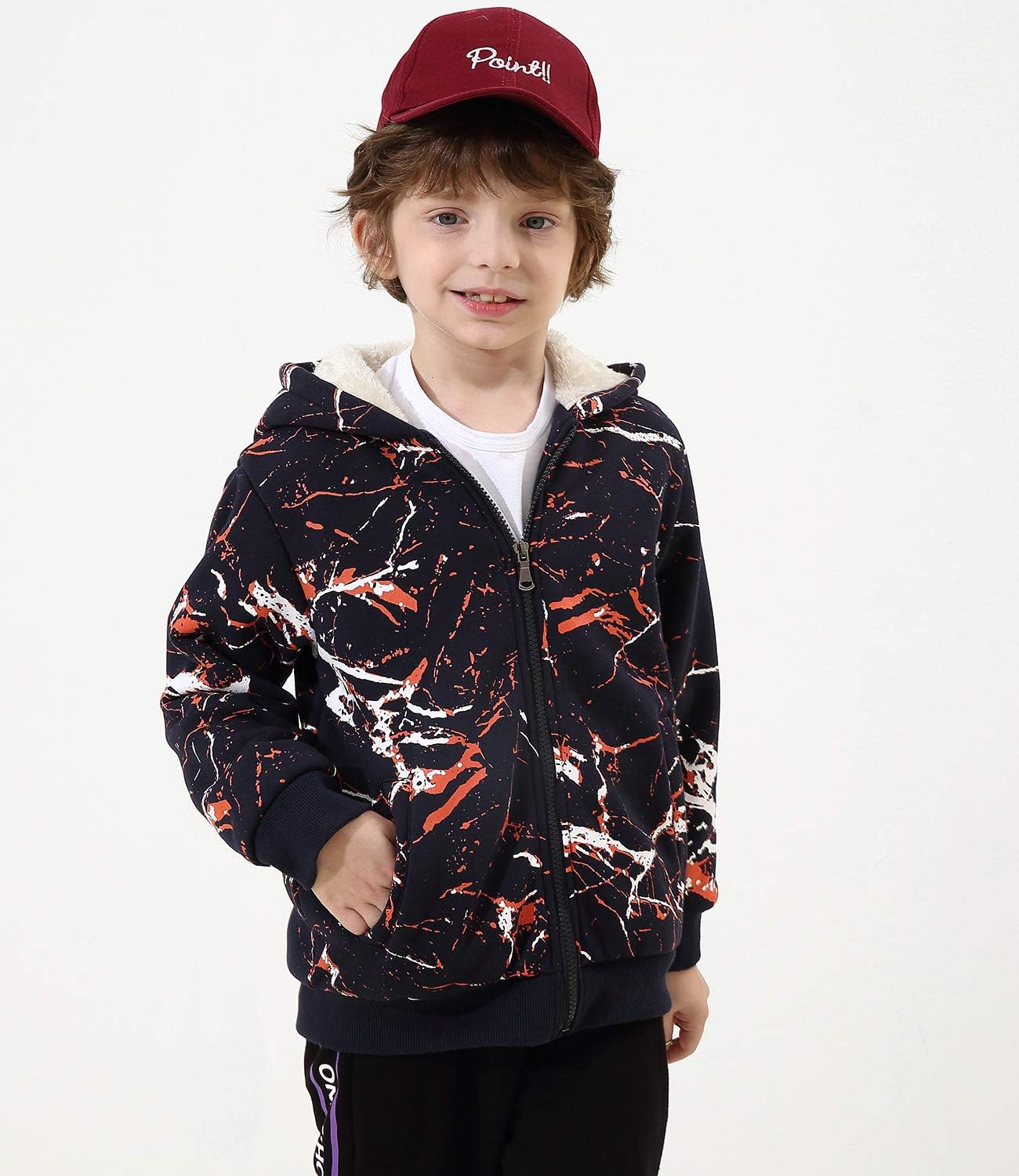 Bumeex Kids Boy's Girl's Sherpa Fleece Lined Jacket Spring Fall Winter Zip up Sweatshirt Hoodie 2-14Y(Toddler/Kid)