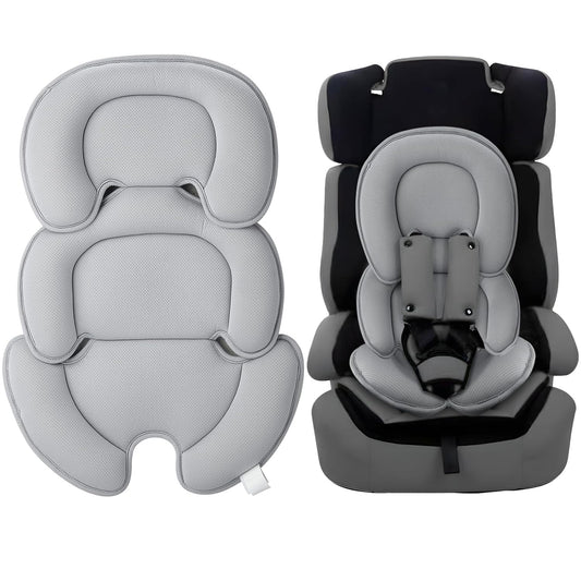 PandaEar Baby Car Insert Cushion Pad, Infant Head & Body Support Pillow for Car Seats, Strollers,Carriers, Machine Washable & Portable -Grey