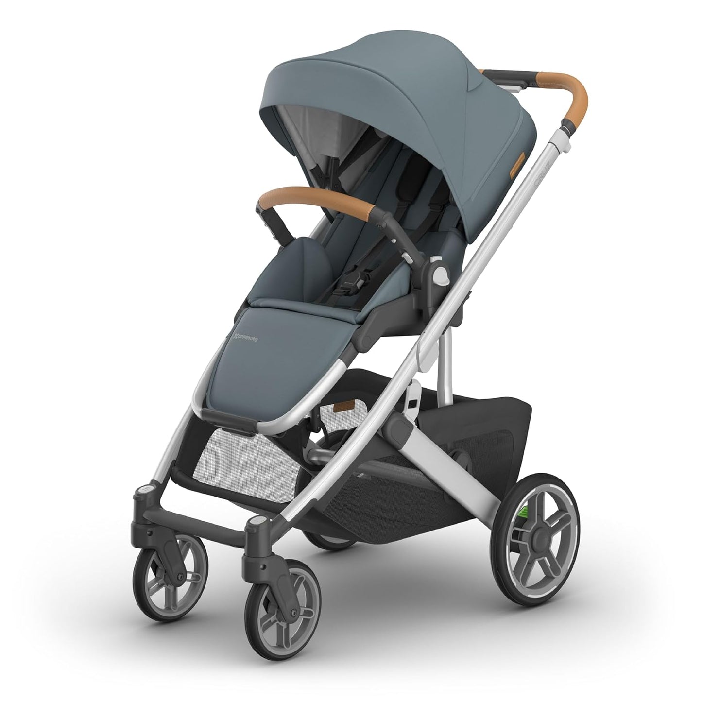 UPPAbaby Cruz V3 Stroller - from Birth + Car Seat Compatible - Full-Size, Reversible Seat - Infant Insert, Bug and Rain Shields Included - Callum (Stone Blue/Silver Frame/Sand Leather)