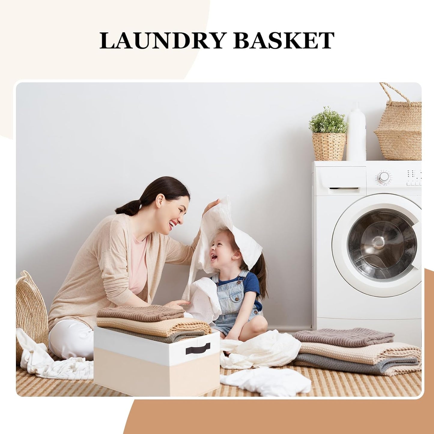 Criusia 8 Pack Large Storage Basket, Fabric Blanket Basket Living Room, Toy Organizers and Storage with Handles for Kids, Laundry Basket for Clothes Towel, Yarn and Craft Storage Bins (14L*10W*9.5H)