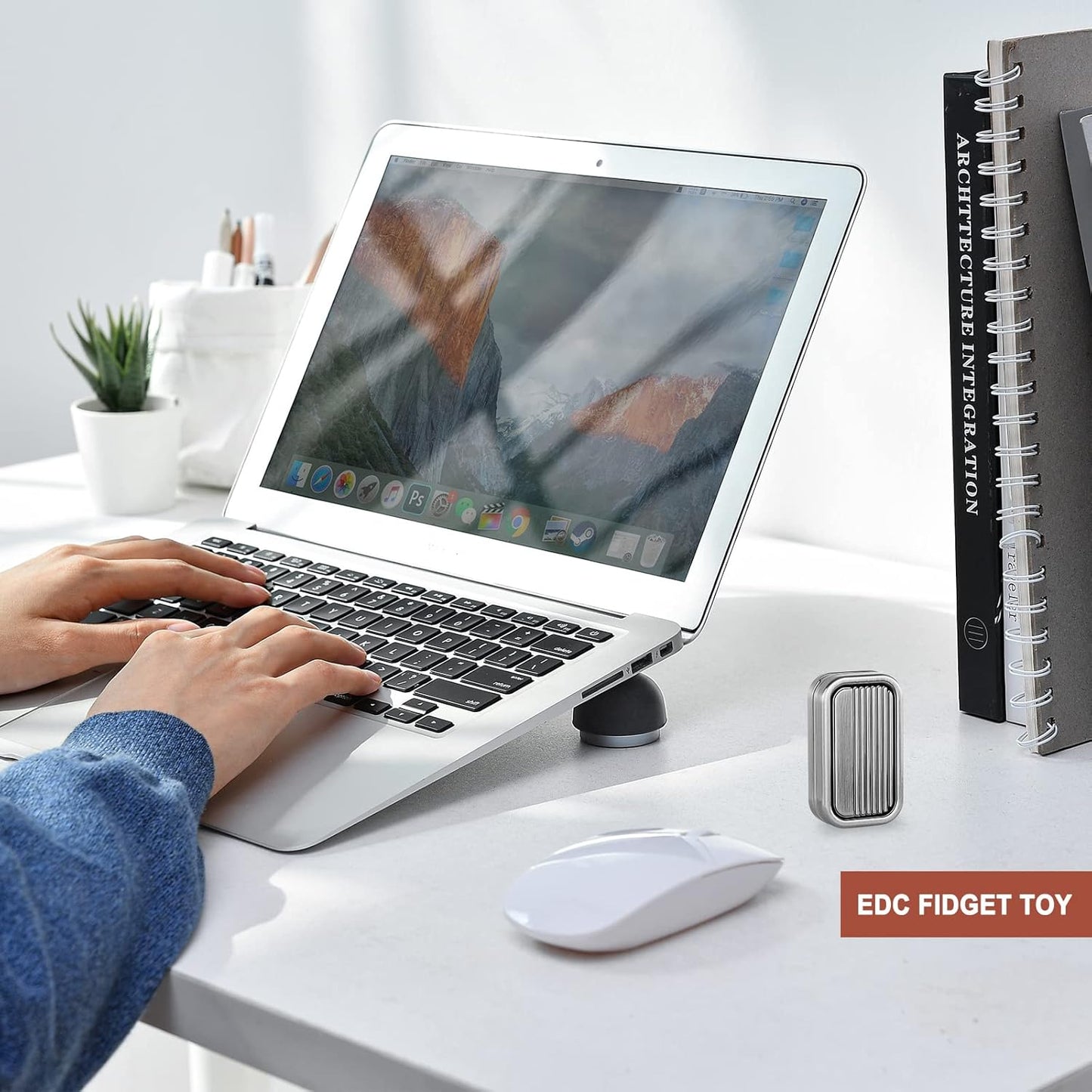 EDC Metal Fidget Slider Toys- Stress Relief EDC Fidget Slider Casual Metal Adult's Hand Toys Office Desk Toys Gifts Stress Toys for Adults(RE-Silver)