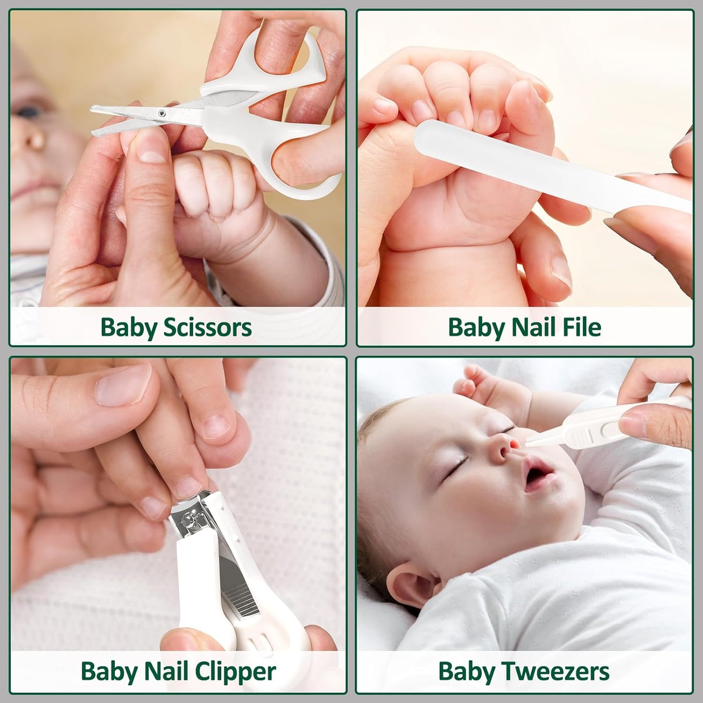 Baby Healthcare and Grooming Kit for Newborn Kids, 24PCS Upgraded Safety Baby Care Kit, Newborn Nursery Health Care Set, Baby Care Product (Grey White)