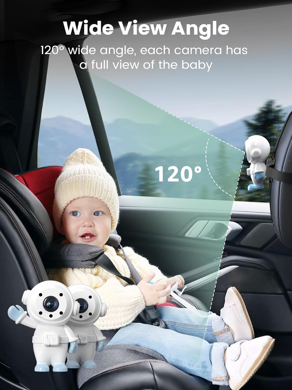 GROWNSY Dual Car Camera Baby Monitor, 7" 1080P AHD Car Camera for 2kids, Backseat Mirror for Baby Rear Facing with Infrared Night Vision, Easily Observe Baby's Every Move
