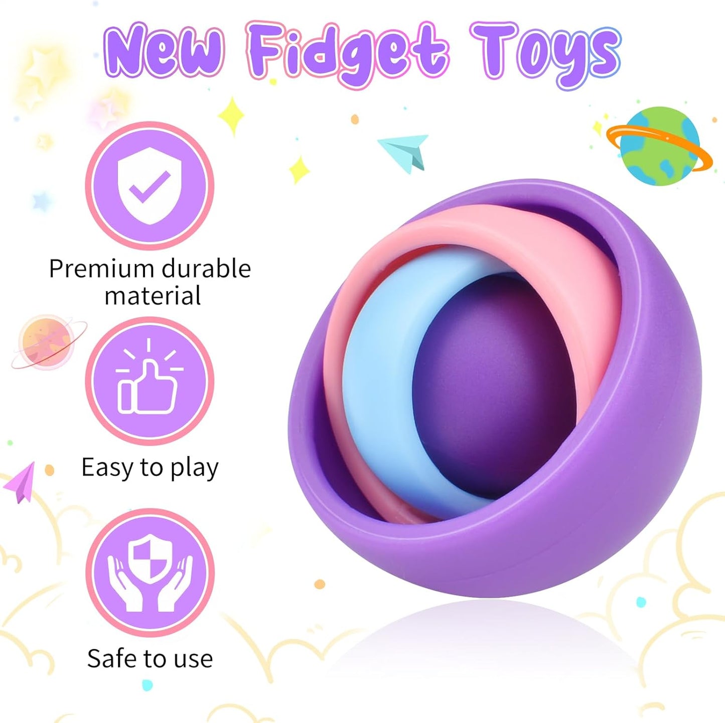 Fidget Toys Adults, Sensory Toys for Kids, Gift for Boys Girls Teens Halloween New Year Party Favors, ADHD Autism Stress Relief Finger Toys