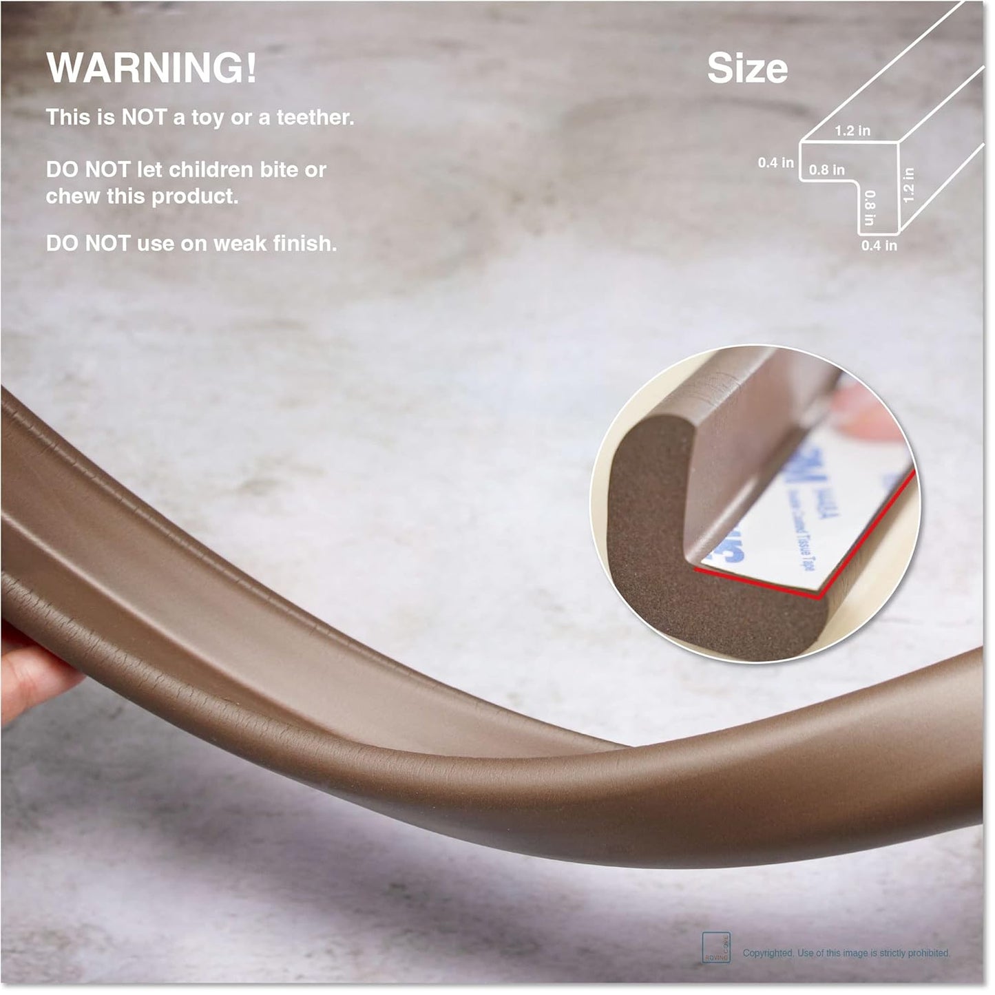 Roving Cove HeftyFit Edge Protector for Baby Proofing (9ft Large Edge Only), Heavy-Duty Soft Rubber Foam Furniture Edge Bumper Guards, Desk Edge Cushion, Wall Corner Covers, 3M Adhesive, Coffee Brown