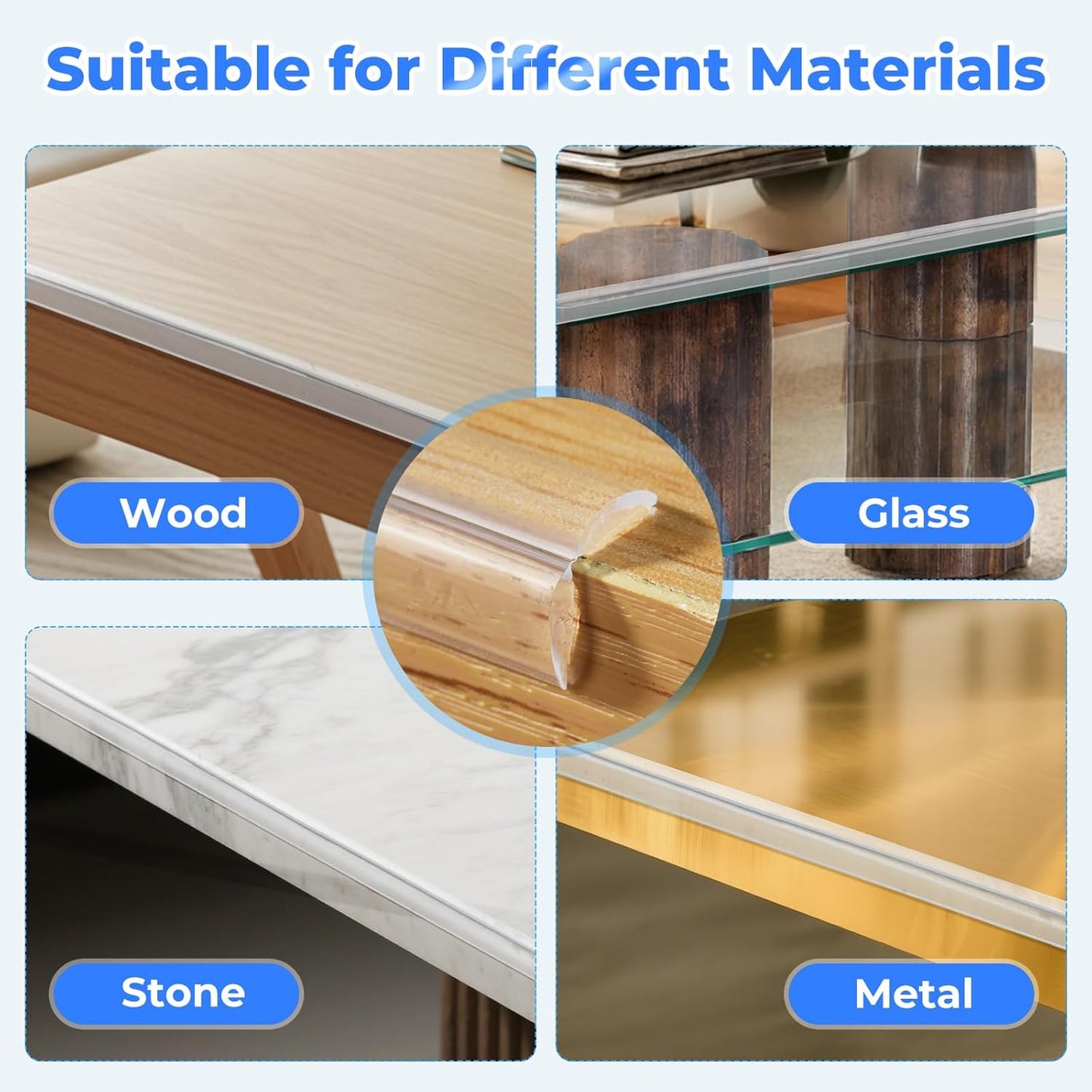 Edge Corner Protector Baby Proofing, Clear Soft Corner Protectors Baby Proof, Furniture Corner Guard & Edge Safety, Edge Protector for Table and Fireplace(9.8ft L*1.56inch W*0.14inch H)