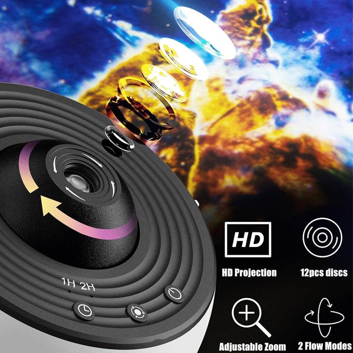 Galaxy Projector, 13 in 1 Planetarium Projector, Star Night Light Projector with Solar System Nebular Moon, Adjustable Focus Galaxy Light Projector for Kids Adults Bedroom Ceiling Room Décor