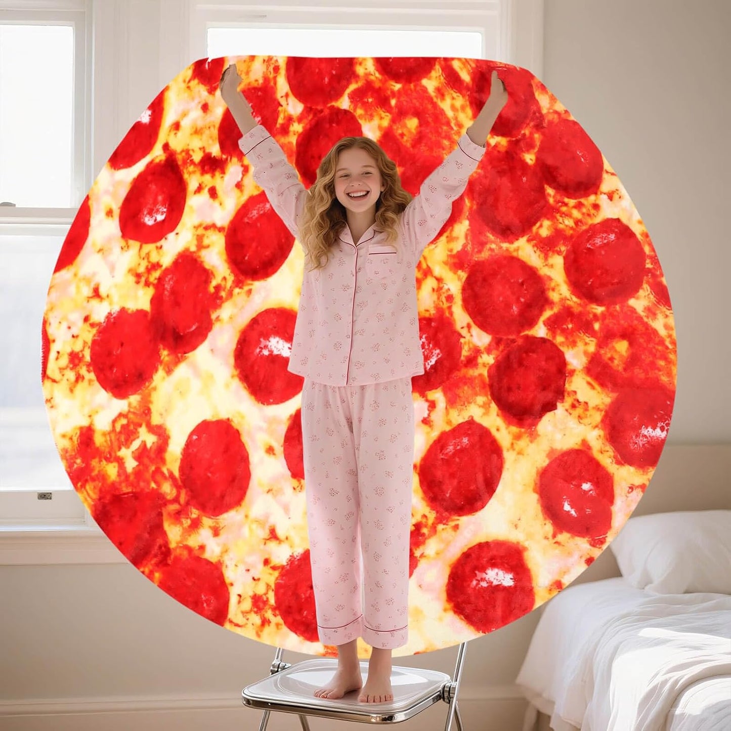 85in Pepperoni Pizza Blanket White Elephant Gifts for Adults Useful Sausage Throw Blankets Woemn Men Party Cool Stuff Novelty Gag Soft Fleece Wrap