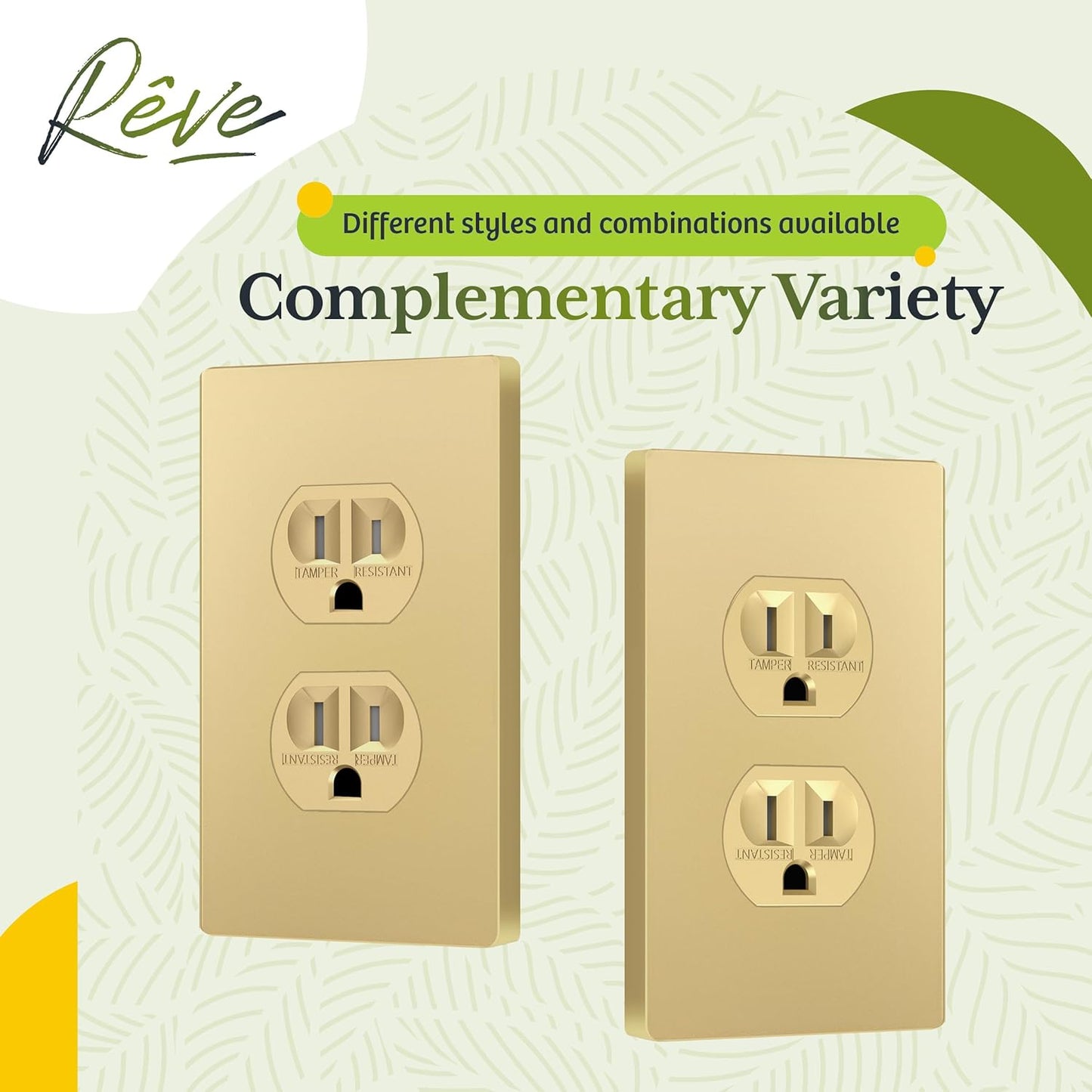 TG Mid-Size Screwless Duplex Wall Plate, Child Safe Receptacle Outlet Cover, Medium Size 1-Gang 4.88" H x 3.11" L, Polycarbonate Thermoplastic, UL Listed, SP-MS1-GD5P, Gold (5 Pack)