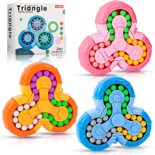 3 PCS Magic Cube Bean Puzzle,Rotate and Puzzle,Stress and Anxiety Relief Fidget Toys,Brain Teasers Travel Games for Kids,Teens,and Adults,Pop Birthday Gifts(Individually Gift Boxed)