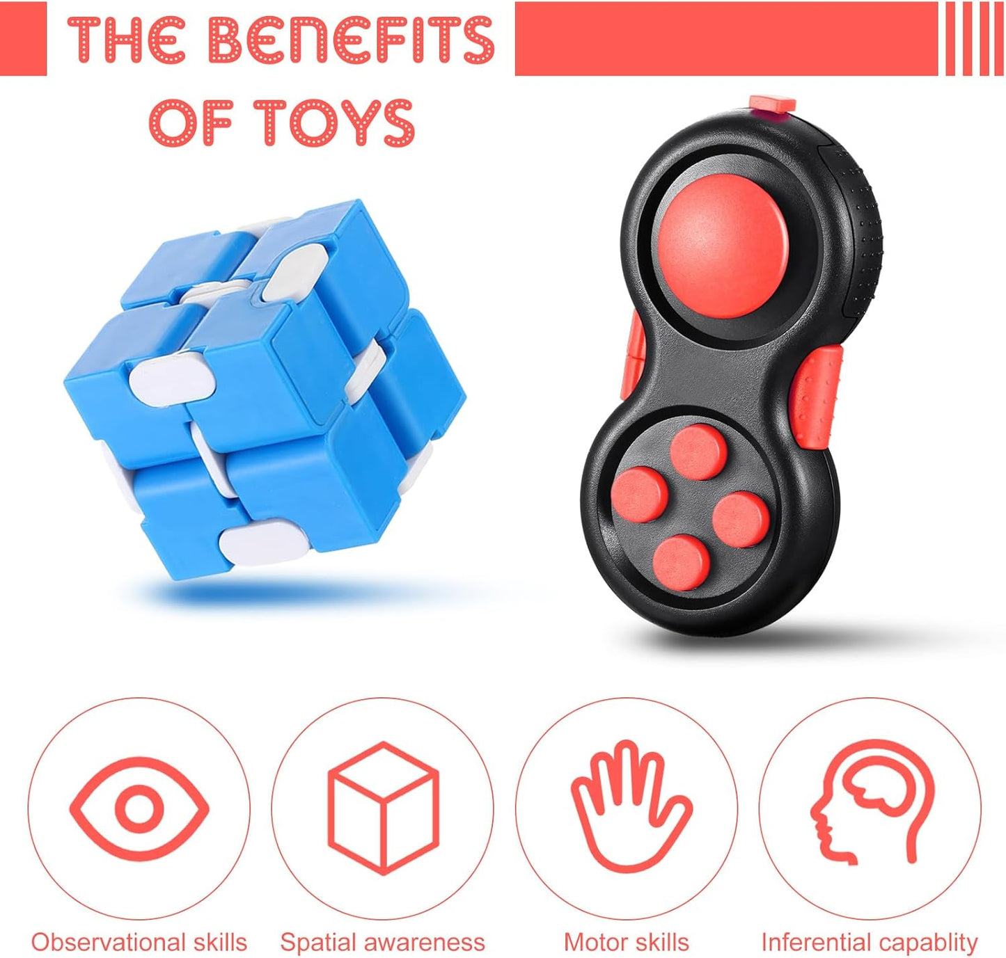 Junkin Bulk Fidget Pad Controller and Cube Toys Party Favors Mini Blocks Game Controller for Anxiety and Stress Relief Birthday Return Gifts Stocking Stuffers for Boy and Girl(72 Pcs)