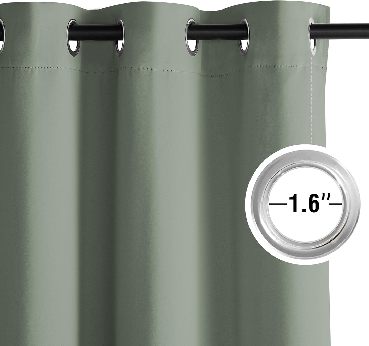 NICETOWN Sage Green Room Darkening Curtains 84 inches Long, Thermal Insulated Grommet Curtains, Chic Blackout Shades for Living Room, Bedroom, Patio, Window, Laundry - Stylish, 2 Panels, W52
