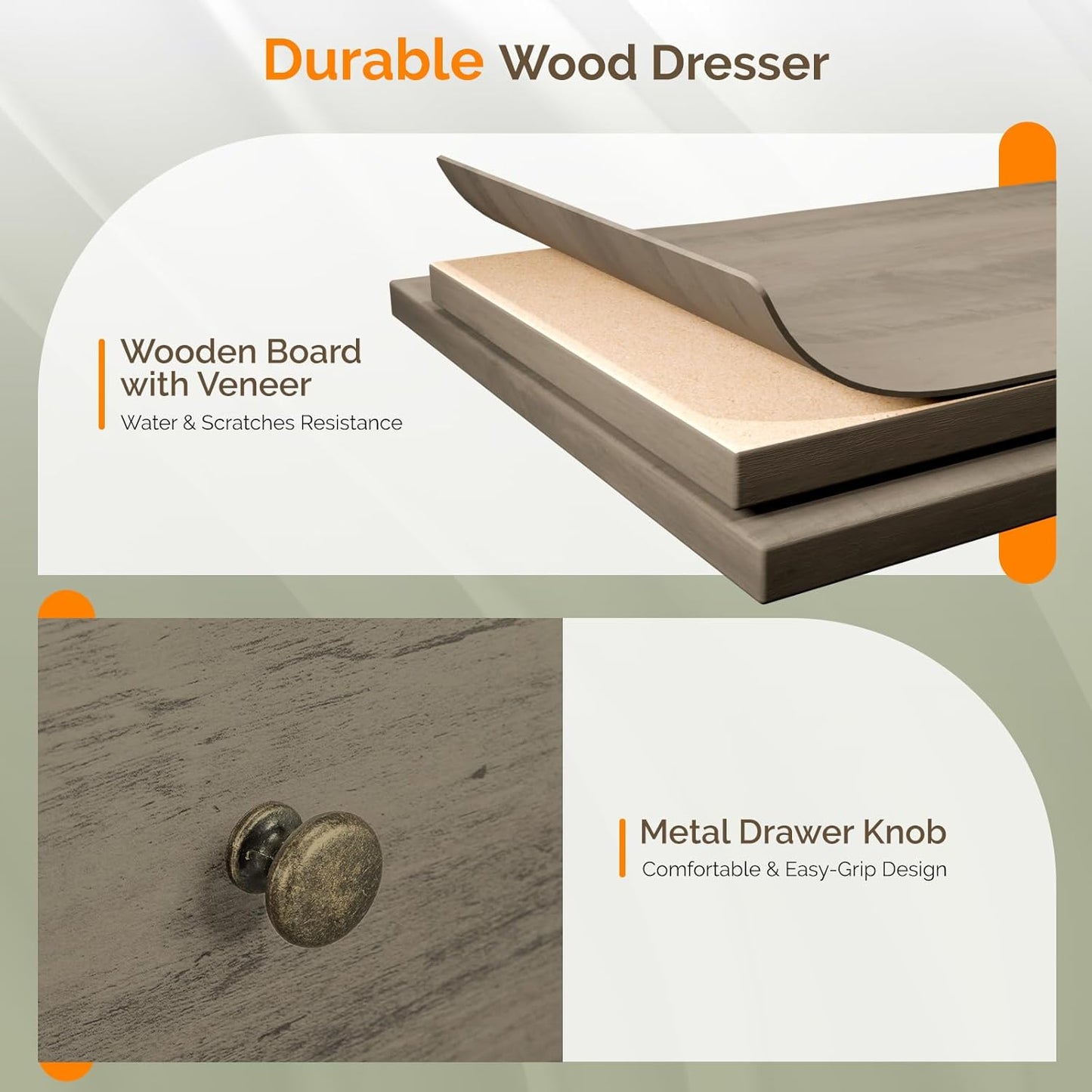 VINGLI Tall Dresser, Rustic Grey Dresser 6 Drawer Chest of Drawers, Wood Gray Dressers for Bedroom, Hallway, Home Office, 31.5" W x 15.75" D x 47.64" H