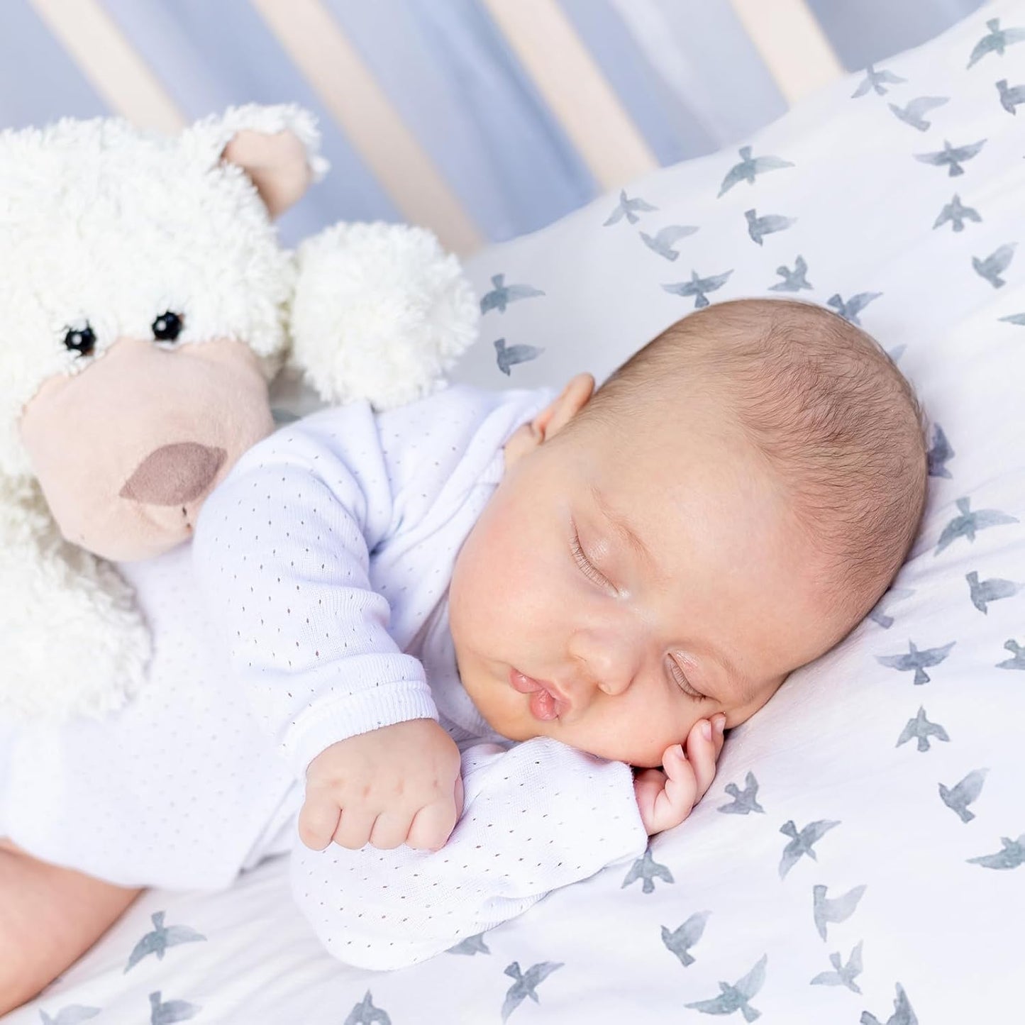 Gllquen Baby Bassinet Sheets 4 Pack, Breathable Cozy Fitted Mattress Sheet, Elastic Travel Crib Fashionable Pattern, Standard Cradle Safe Sheets for Babys Boy Girls 32"x16" (Pigeon)