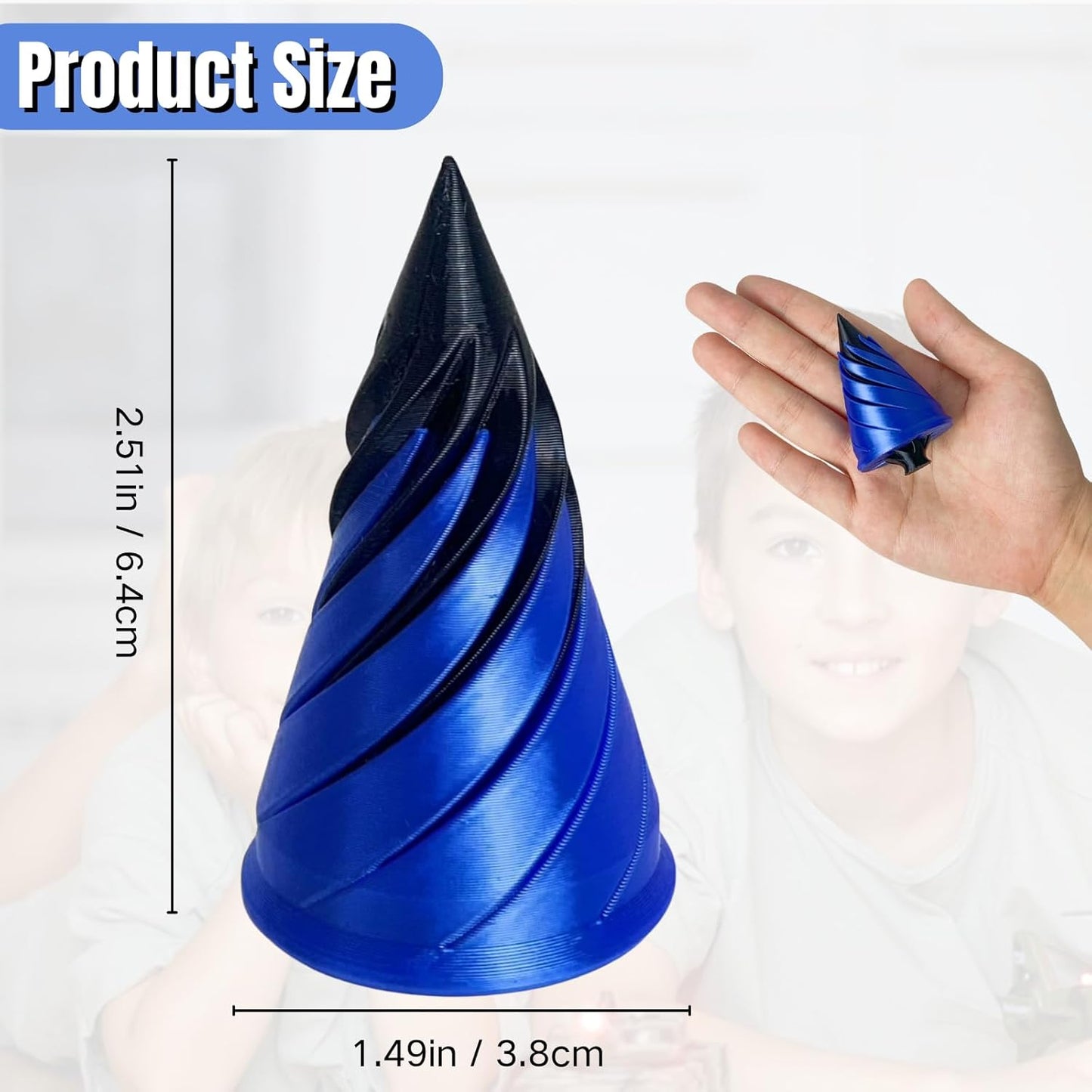 Impossible Pyramid Passthrough Sculpture, Pass Through Pyramid Fidget Toy 3D Printed Spiral Cone Fidget Toy, Mini Vortex Thread Illusion, Desktop Deco Souvenir Gift Mini Stress Relief Desk Toy