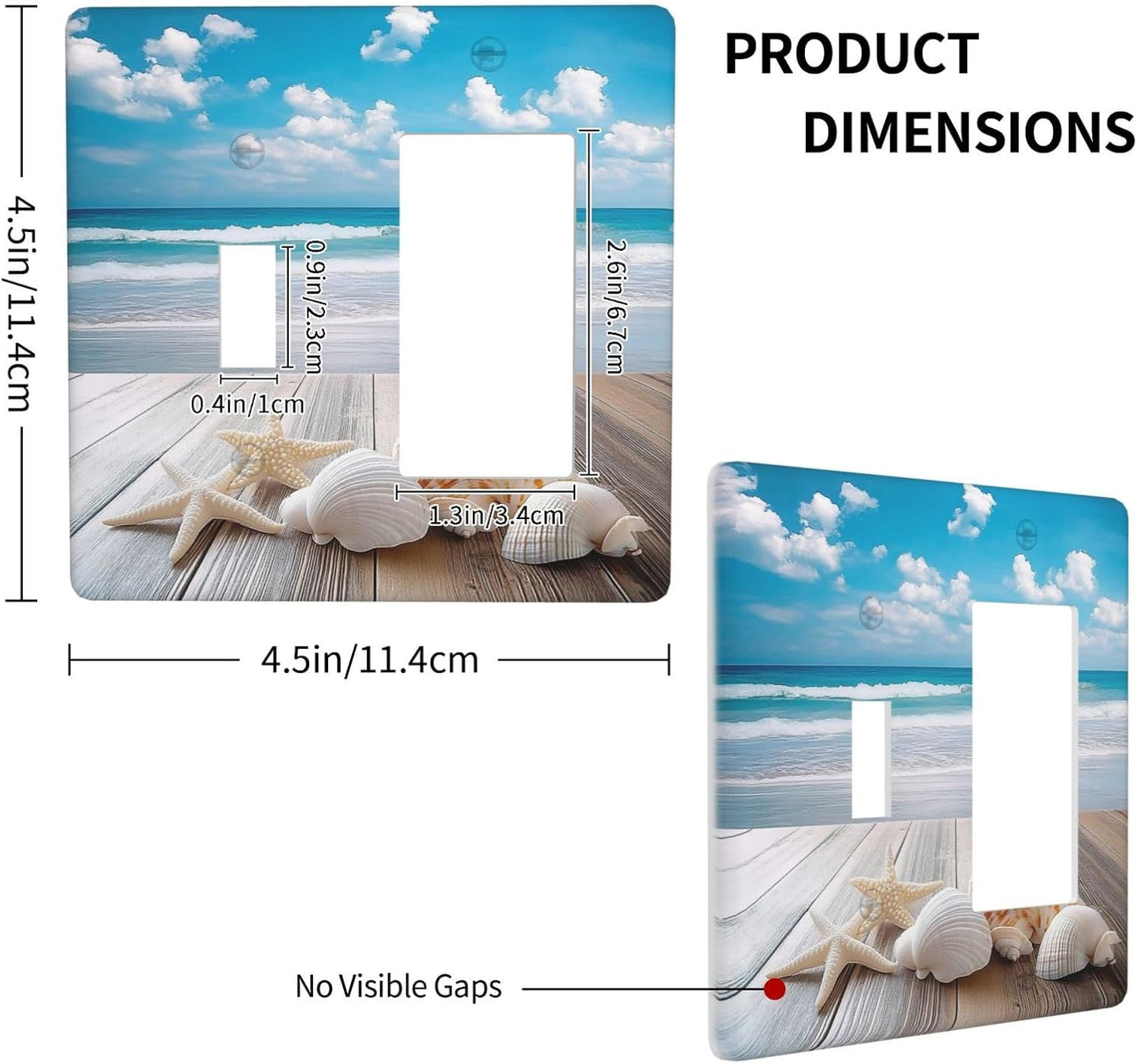 Outlet Covers Beach Waves Brown Wood Starfish Shells 1 Toggle 1 Rocker Combination Decorative Wall Plate Electrical Switch Plates Light Switch Cover Plate For Bathroom Living Room Decor