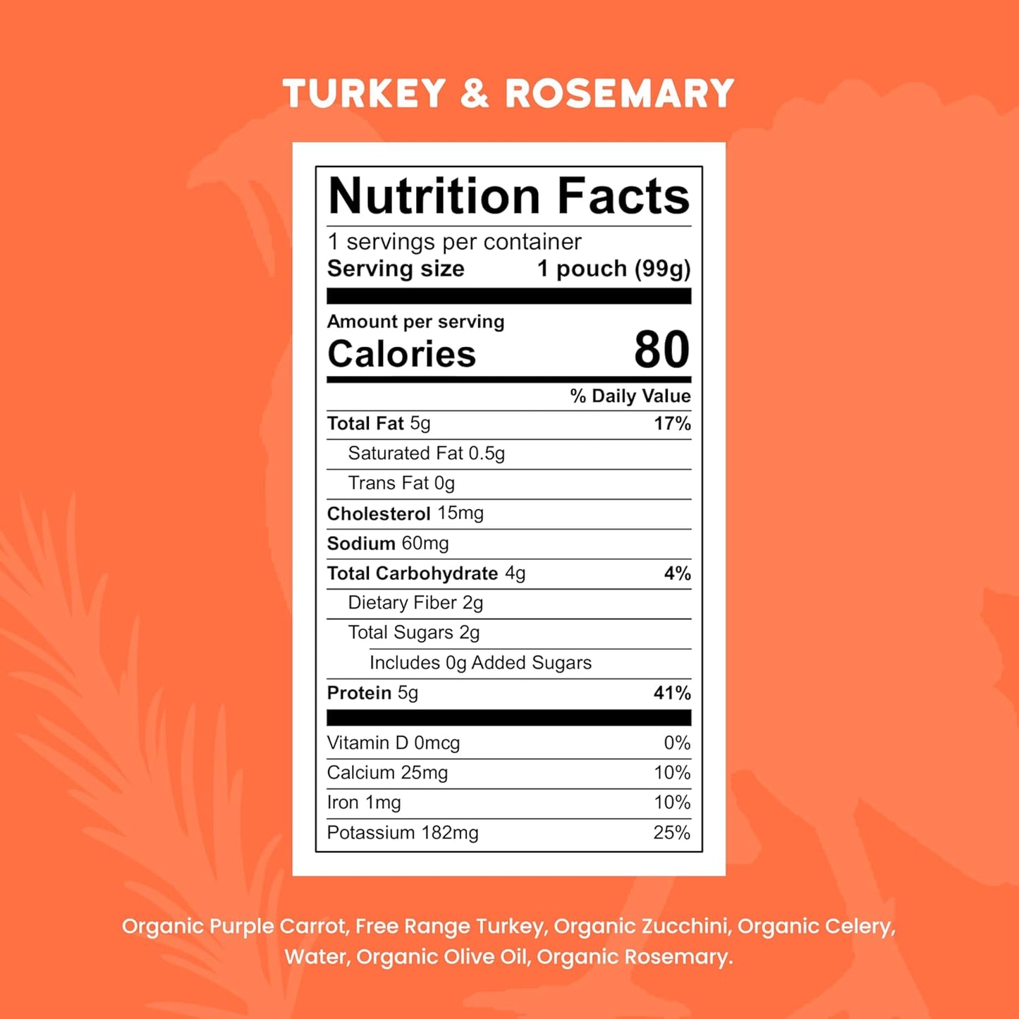 Serenity Kids 6+ Months Baby Food Pouches Puree - Free Range Turkey & Organic Rosemary Blend With Purple Carrot & Zucchini - No Added Sugar & BPA-Free Pouches - 3.5 Oz, 12 Pack