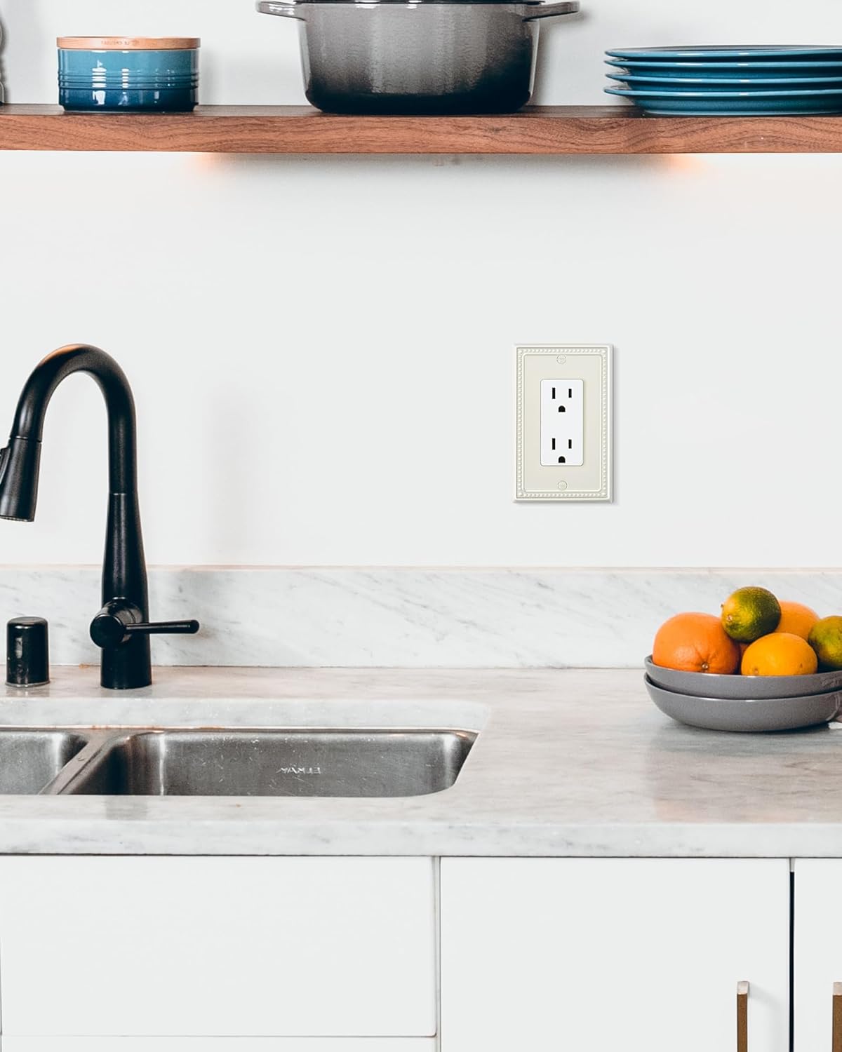 4-Pack Decorator Outlet Cover Plate, Decorative Switch Plates and Outlet Covers, Light Almond Metal Wall Plates for Electrical Outlets, Receptacle, GFCI Outlet, Dimmer Switch