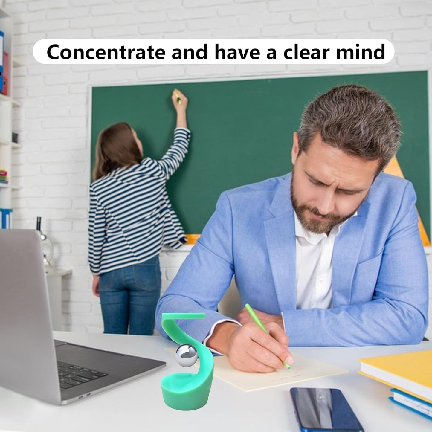 Kinetic Spinning Desk Toys,Rotating Left and Right,with a Unique Visual Illusion,Keep Focus,Relieve Stress,Executive Desk Toy Gifts for Adult Teen Children-Blue