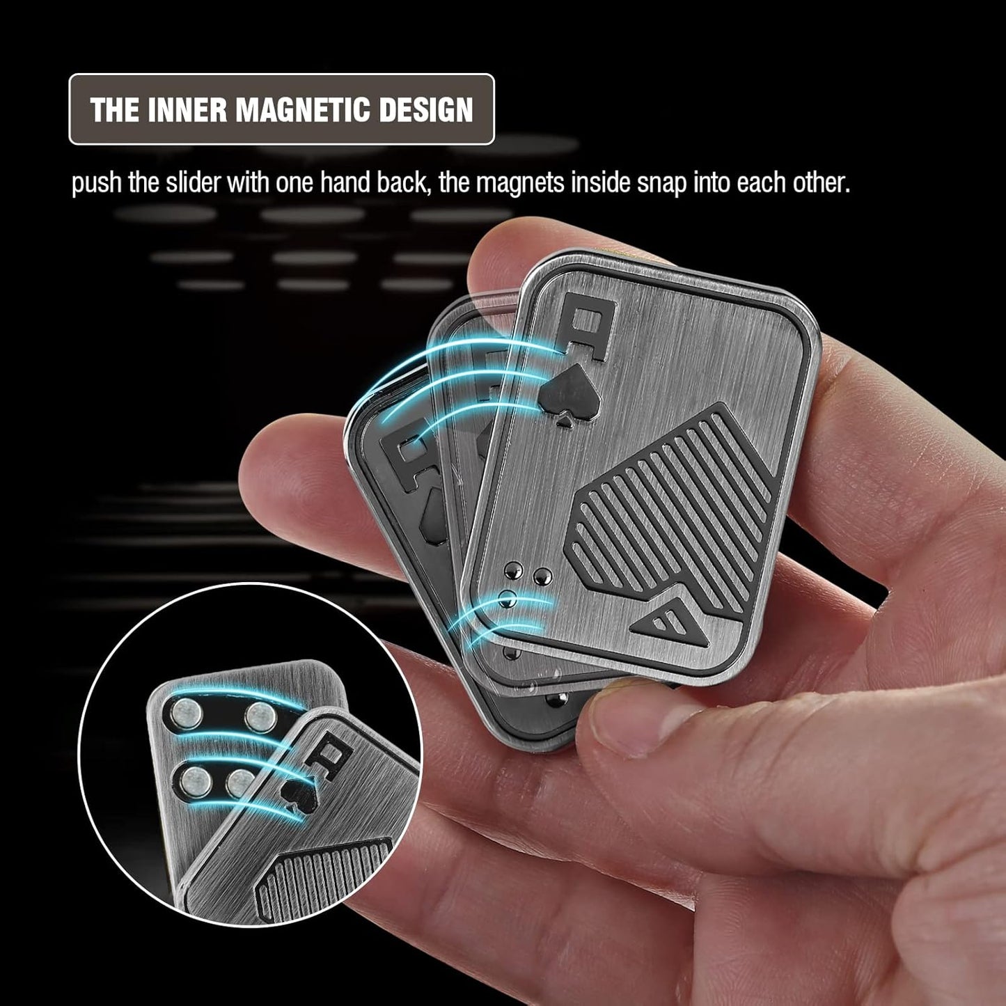 Fidget Toys Adults, EDC Metal Fidget Slider, Magnetic Poker Push Card, Adult Fidget Toy for Anxiety ADHD, Cool Office Gadgets Gift for Dad Teens, Fidgets Toy for Men