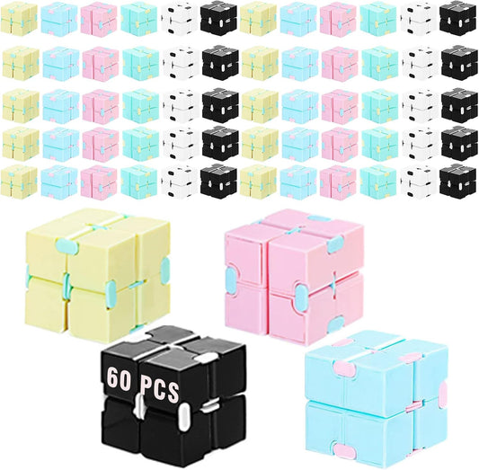 Chivao 60 Pieces Kids Party Favors Cube Toy Sensory Cube Valentine's Day Hand Held Block Sensory Game Cube Gadget Gift for Anxiety Stress Relief Birthday Goodie Bag Stuffers(Macaroon Style)
