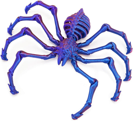 3D Printed Spider Fidget Toys, 1 Pack Articulated Fake Spider Figures Party Favors for Birthday Halloween Christmas, Stress Relief Desk Toys for Classroom Office Home (Laser-purple)