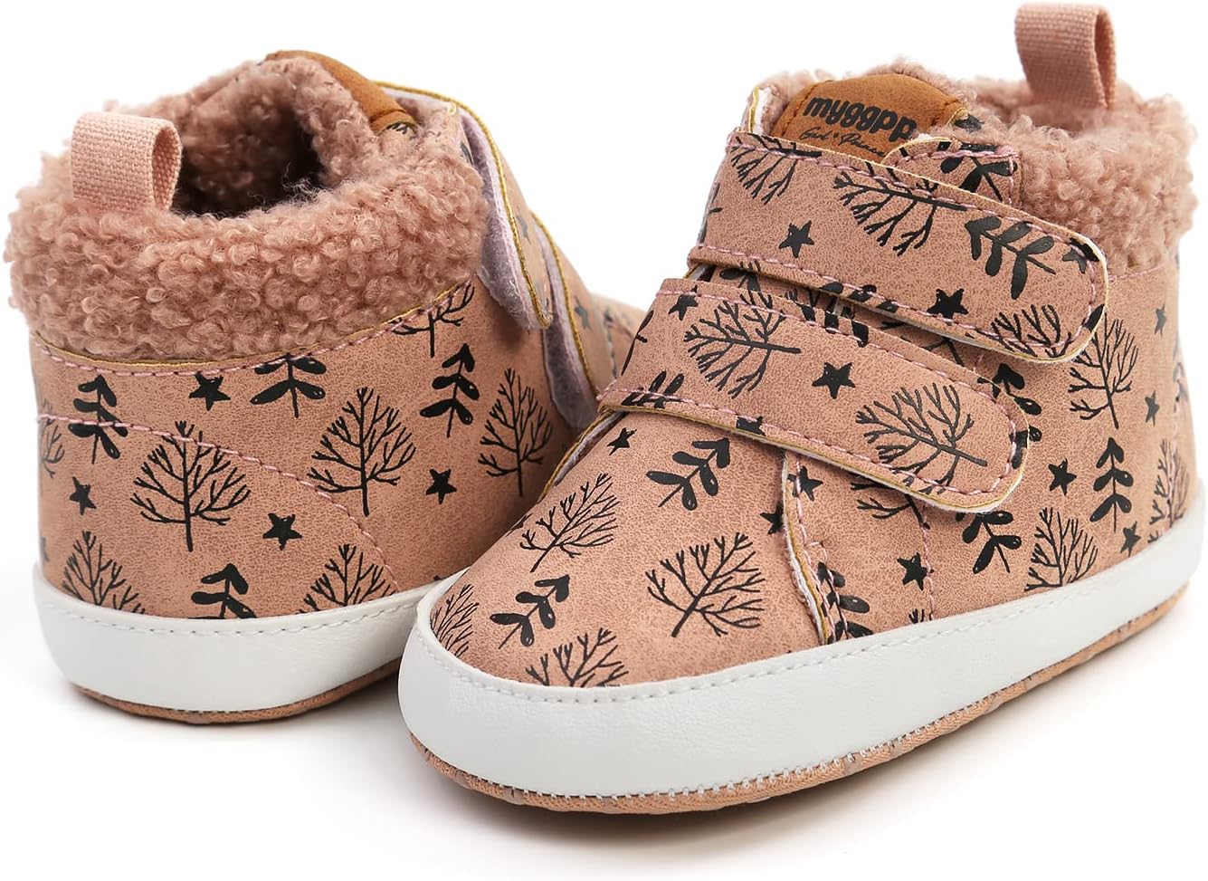 SOFMUO Baby Boys Girls High Top Ankle PU Leather Sneakers Soft Rubber Sole Infant Moccasins Newborn Oxford Loafers Anti-Slip Toddler Wedding Uniform Dress Shoes