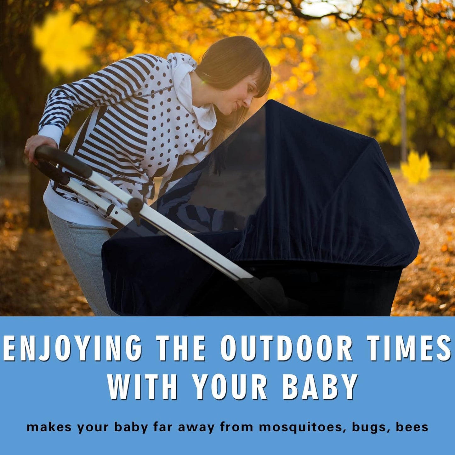 Mosquito Net for Stroller 2Pack - Protective Baby Mosquito Bug Net for Strollers, Bassinets, Cradles, Playards, Pack N Plays and Portable Mini Crib (Navy)