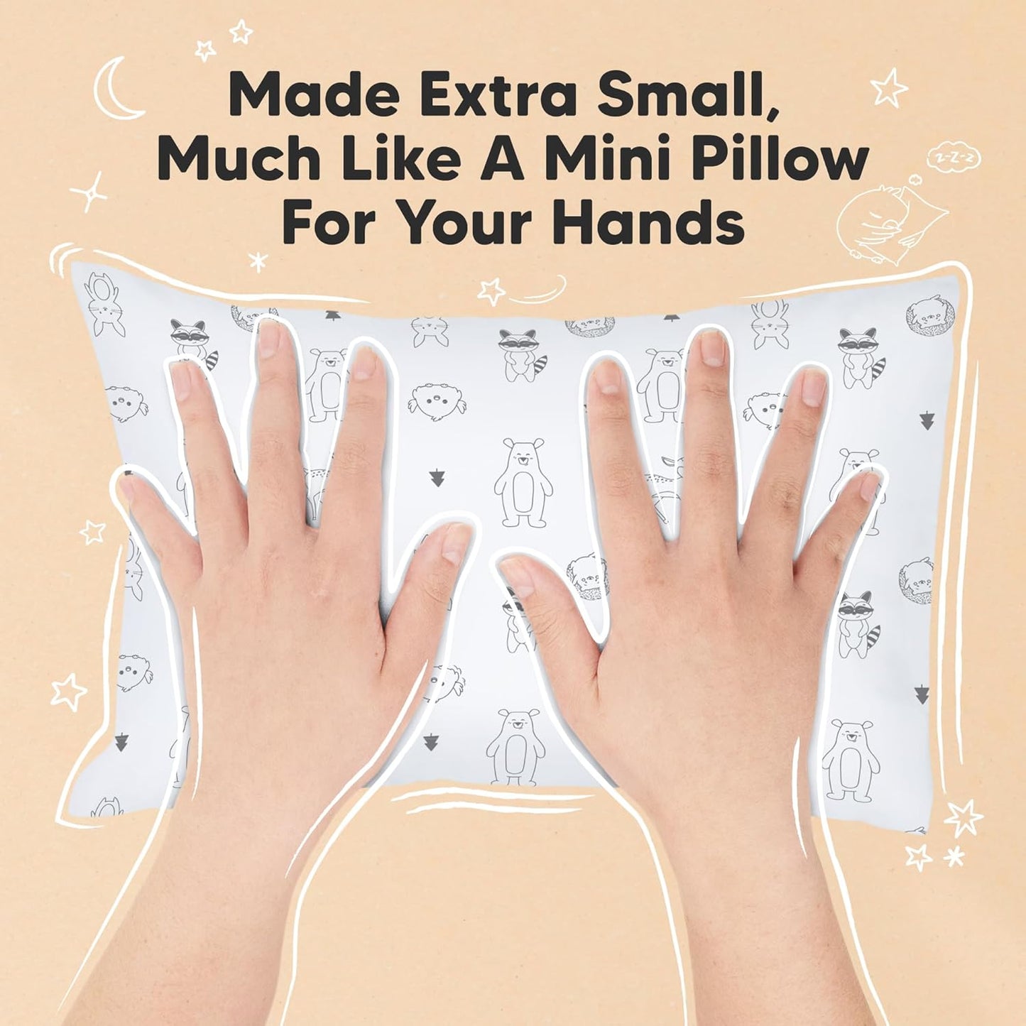Mini Toddler Pillow with Pillowcase - 9x13 My Little Dreamy Travel Kids Pillow for Sleeping, Toddler Bed, Small, Tiny, Organic Cotton Pillowcase, Soft & Breathable, Kids 2-4 Years Old (KeaFriends)