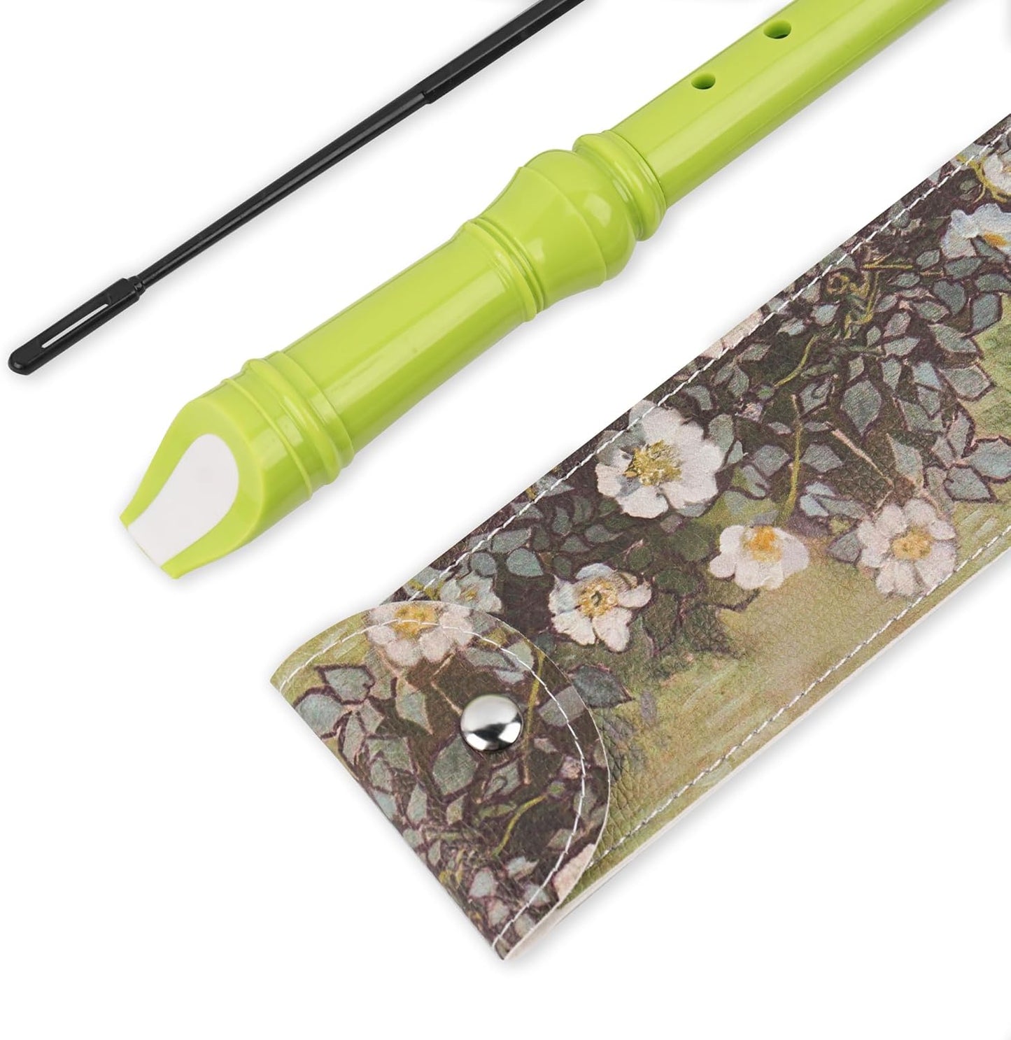 Recorder Instrument for Beginner Adults,8-Hole Soprano Descant Recorder Music Flute with with Cleaning Rod & Leather Case For Home Entertainment(2-Green Rose)