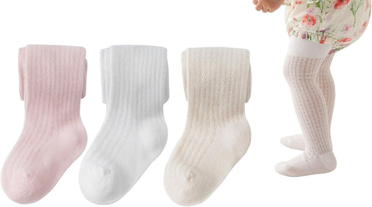 CHUNG Baby Girls Cotton Tights Thin Hollowed Summer with Bowknot Mesh Lace Fashion Toddler Footed Legging Pantyhose