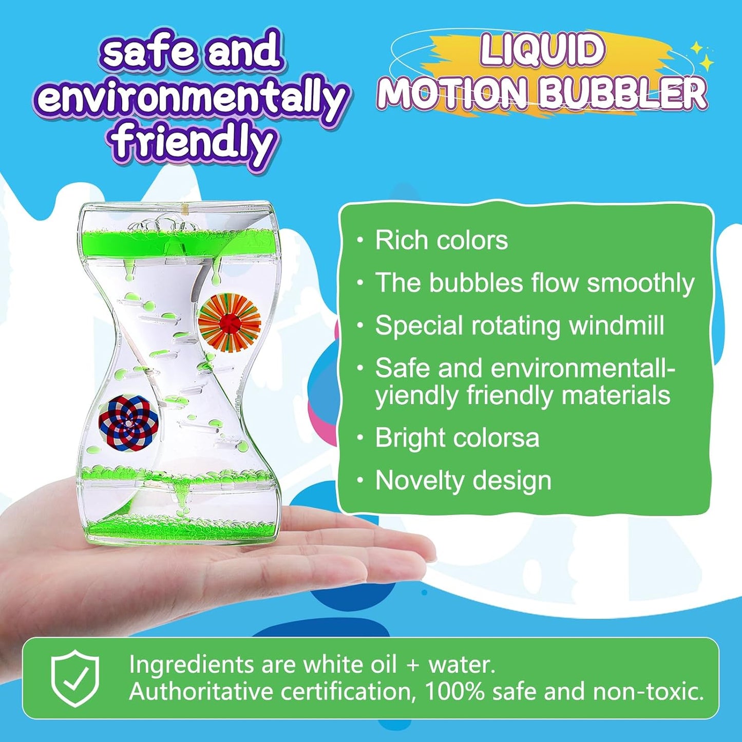 3Pack Liquid Motion Bubbler Timer for Caliming Sensory Toys, Autism Toys,Fidget Toy, Children Activity, Desk Toys,Novelty Gifts,Holiday Stocking Stuffers, ADHD Office Home Desk Toys Decorations