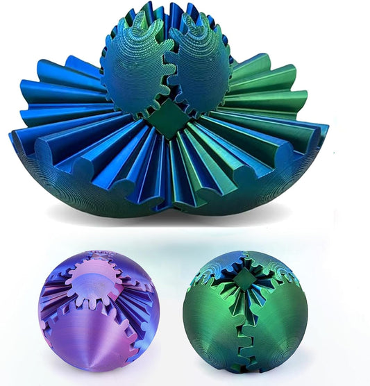 Gear Ball - 3D Printed Gear Ball Spin Ball or Cube Fidget Toy, Gear Sphere, Gear Ball Gearball Fidget Toy, Stress Ball, GearSphere Desk Toy, Fidget Ball, Gear Toy for Stress and Anxiety Relaxing