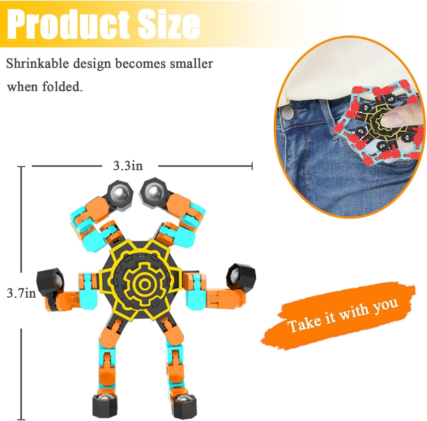 8 PCS Noctilucent Transformable High Speed Rotation Fidget Spinners Toys for Kids and Adults Stress Relief Fingertip Toys for Boys and Girls Fingertip Gyros for ADHD Autism for Kids