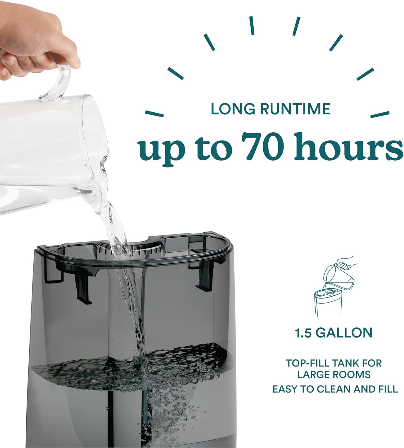 Homedics Deluxe Ultrasonic Humidifier for Large Rooms, Warm or Cool Mist, UV-C Technology, 1.5-Gallon Top Fill Tank, Smart Digital Programmable Humidistat, Home Dry Air Relief, Aromatherapy