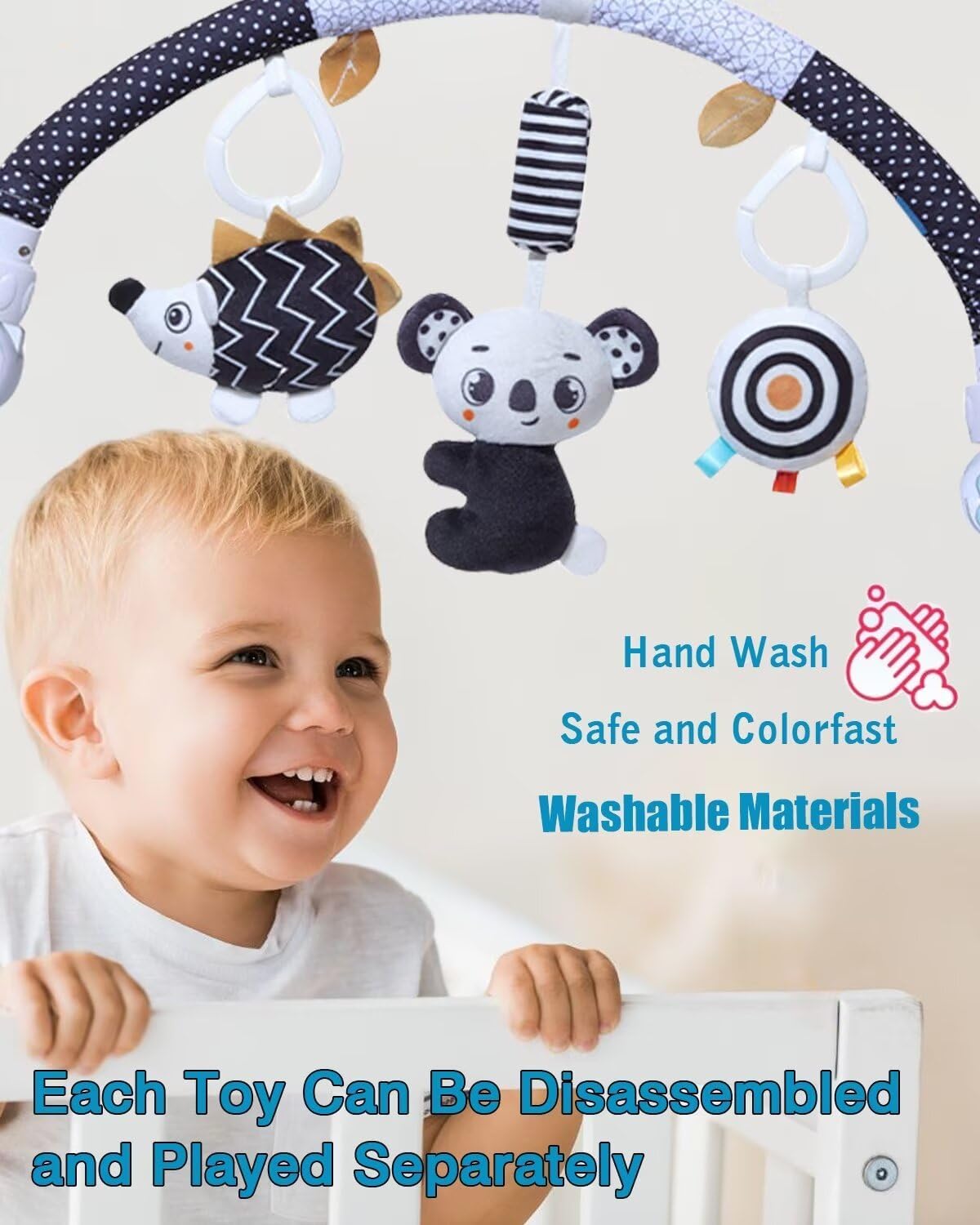 Pau1Hami1ton Baby Stroller Arch Toys, Car Seat Toys,Bouncer Toy Bar/Mobile for Bassinet,Adjustable Baby Hanging Toys Fit for Crib Bed,Stroller,Car Seat.S-19(Koala)