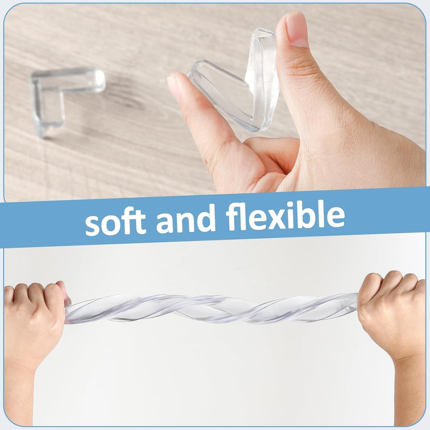 Edge Corner Protector Baby Proofing 18ft (5.5M) with 8 Corners, Clear Soft Corner Protectors Baby Proof, Furniture Corner Guard & Edge Safety, Edge Protector for Table and Fireplace