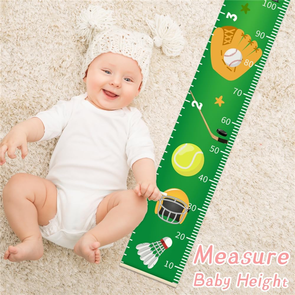 Baby Height Growth Chart - Canvas Height Chart for Kids Baby Child Toddler Boys Girls Growth Chart for Wall Room Nursery Decor Hangable and Removable Measuring Wall Ruler (Rocket, Black Wood)