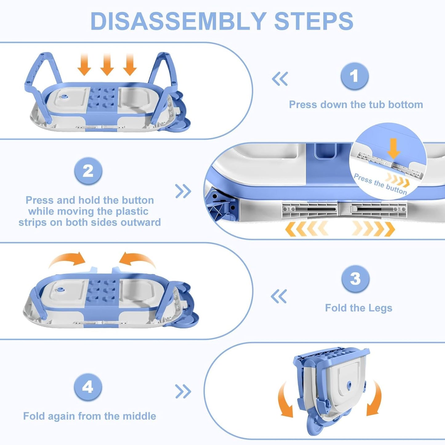 TPN Collapsible Baby Bathtub, Baby Bath Tub with Soft Cushion & Real-Time Thermometer, Baby Bathtub Infant to Toddler Tub (0-36 Months), Portable Newborn Travel Bath tub
