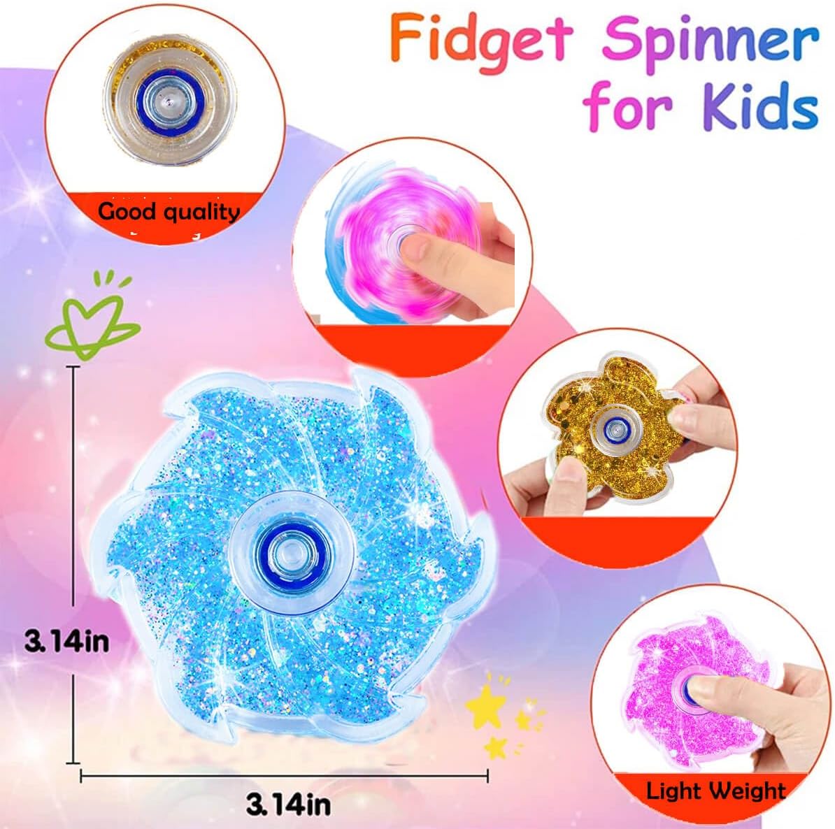 Fidget Spinners 8 Pcs for Kids and Adults Stress Relief Sensory Toys for Boys and Girls Fingertip Gyros for ADHD Autism for Kids Gifts (Fidget Toy 8pcs)