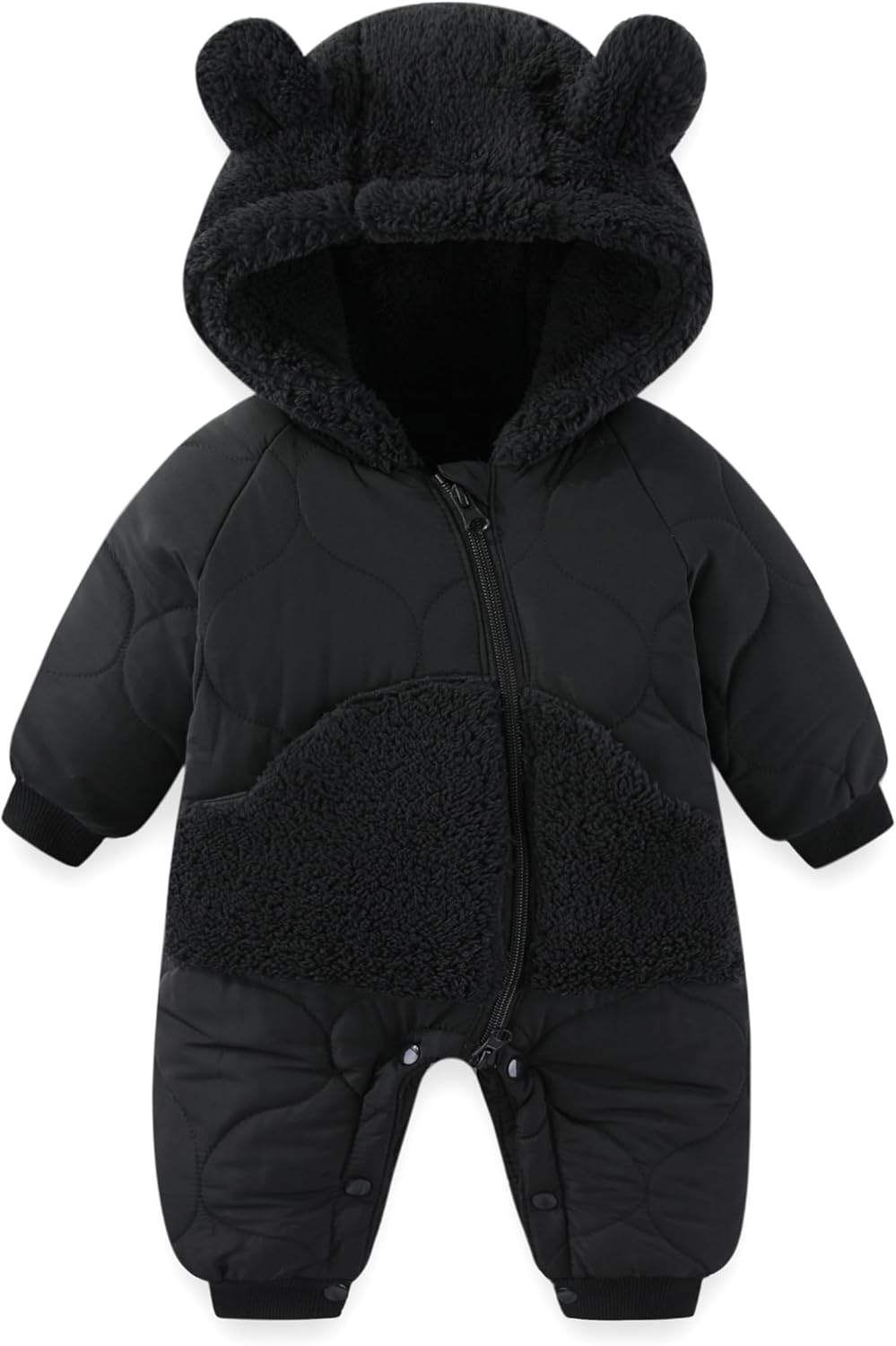 JiAmy Baby Snowsuit Newborn Winter Clothes Coat Romper Windproof Fleece Hat Zipper Baby Bear Outfit