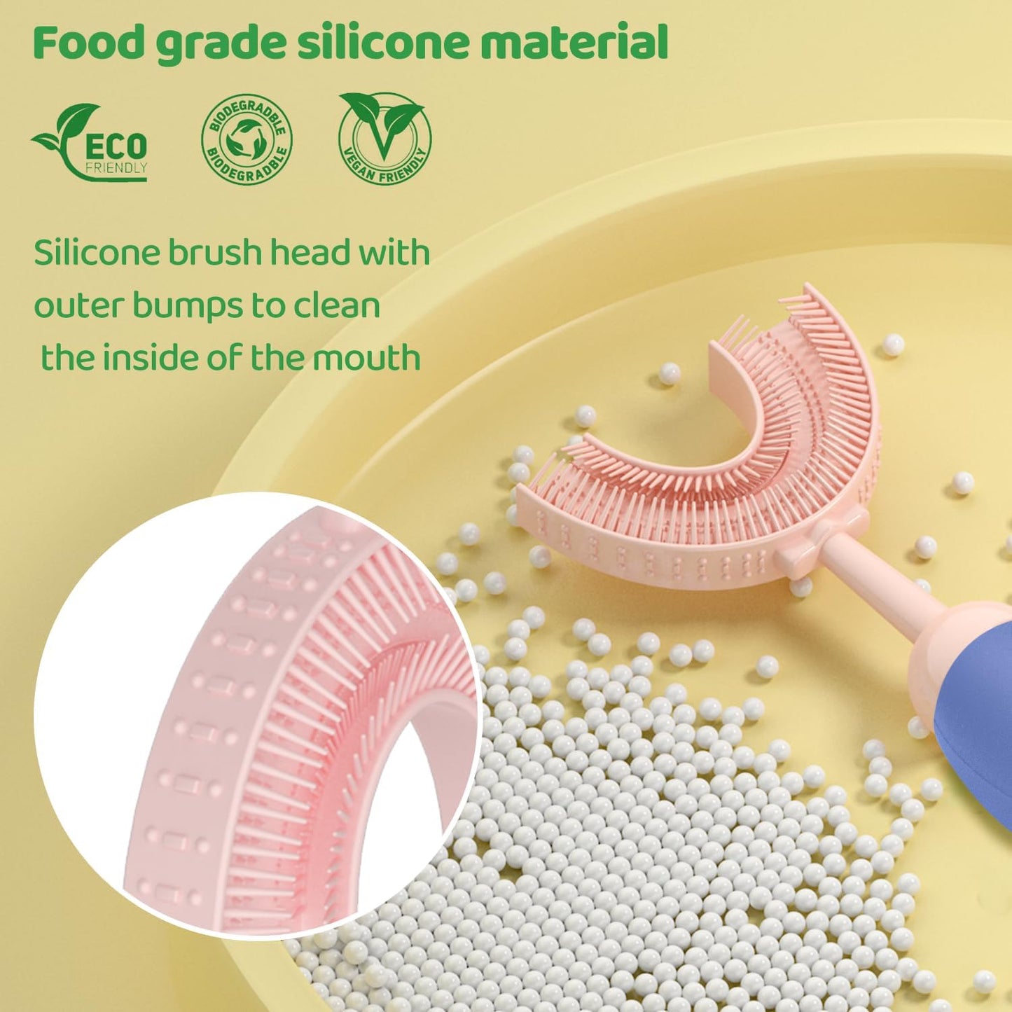 U-Shaped Toothbrush for Kids Ages 2-7， Soft Food-Grade Silicone for Sensitive Gums， 360° Teeth Cleaning Design，Training & Travel-Friendly Toddlers' Toothbrush (Green)