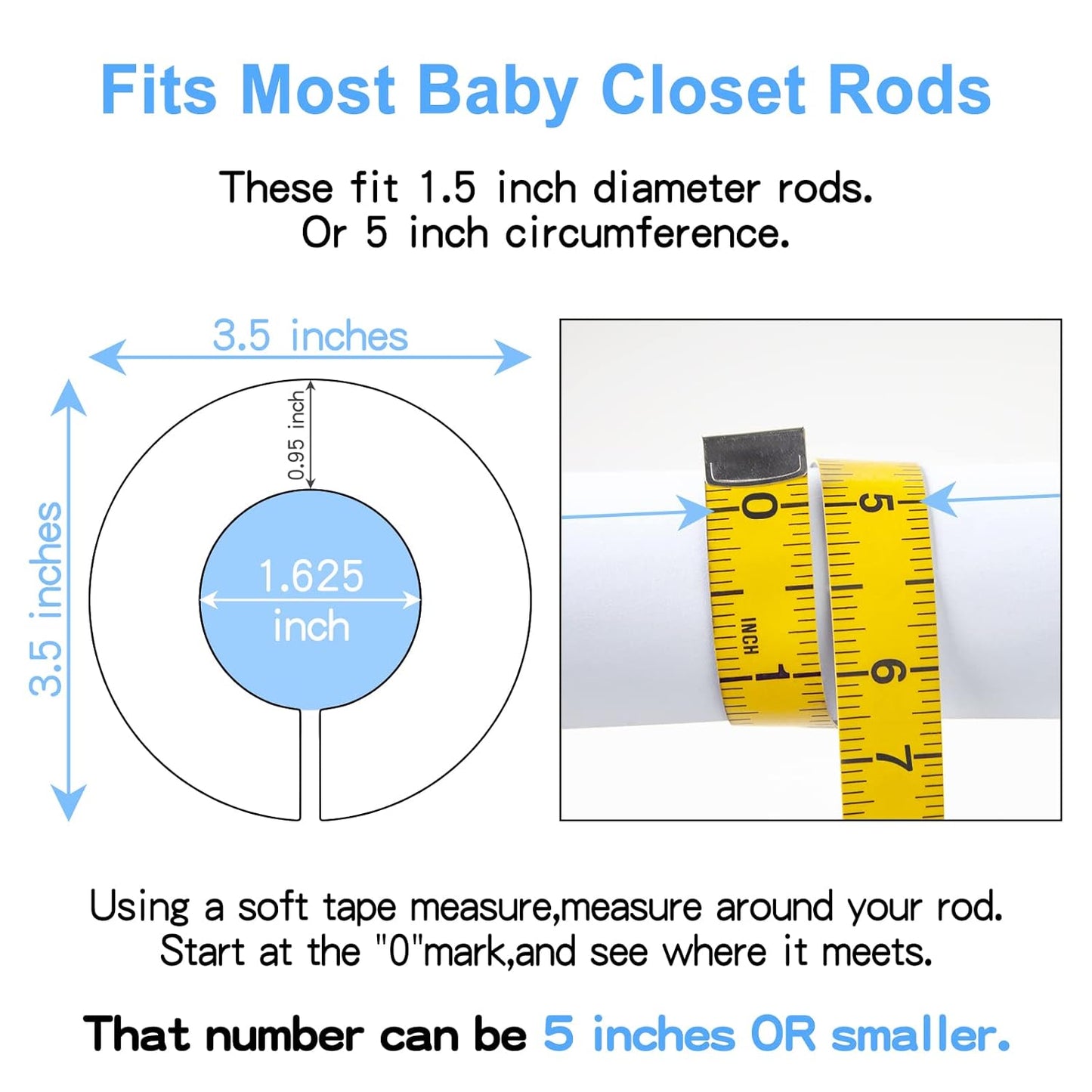 Pro Goleem Baby Closet Dividers Blue Baby Closet Organizer for Nursery Baby Clothes Size Age Dividers Fits 1.5" Rod 6 PCS