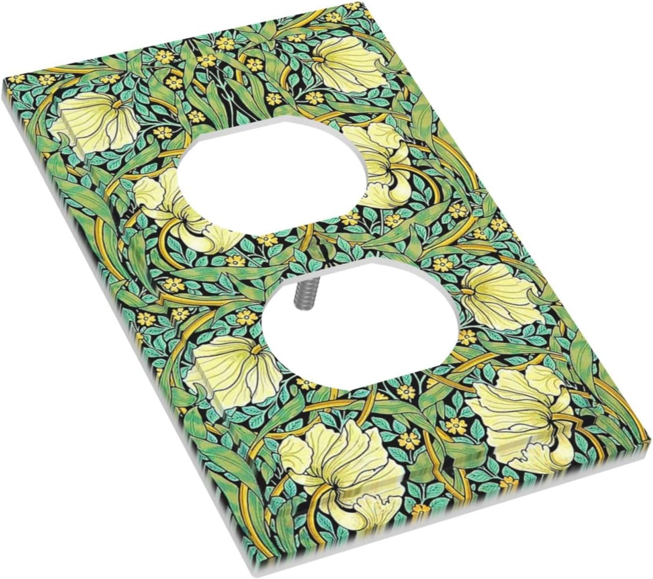 Outlet Covers William Morris Vintage Floral Yellow Flowers Green Leaf 1 Gang Duplex Wall Plate Decorative Switch Plates Electrical Receptacle Faceplate Light Switch Cover for Bedroom Decor